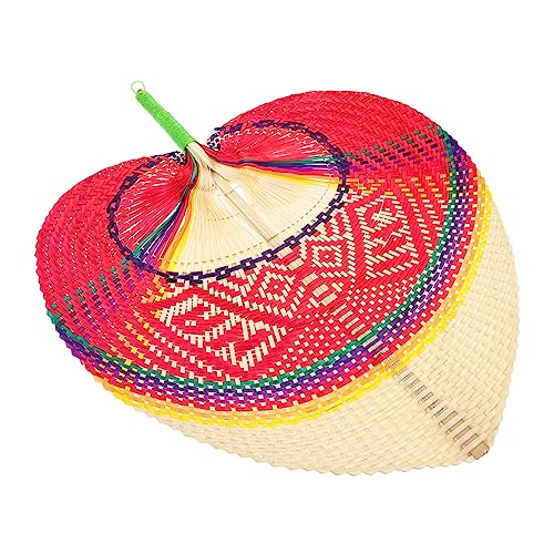 LIFKOME Handgewebter Fächer Sommerfächer Gewebter Fächer Cooler Pu-fächer Bambus Gewebt Sommer-kühlventilator Pfirsichform LIFKOME Handgewebter Fächer Sommerfächer Gewebter Fächer Cooler Pu-fächer Bambus Gewebt Sommer-kühlventilator Pfirsichform von LIFKOME