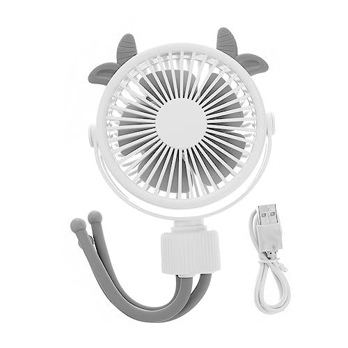 LIFKOME Handheld Kinderwagenventilator Tragbarer USB Lüfter mit Flexiblem Stativ für Leise Verstellbar für Camping Auto Weiß von LIFKOME