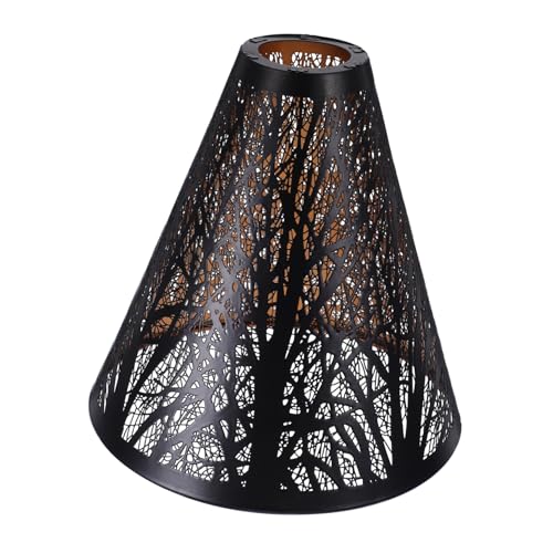 LIFKOME Industrieller Metall Lampenschirm Trommelform Vintage Steh Tischlampe Hohlgeschnitzt Schwarz Außen Gold Innen für Wohnzimmer Schlafzimmer von LIFKOME