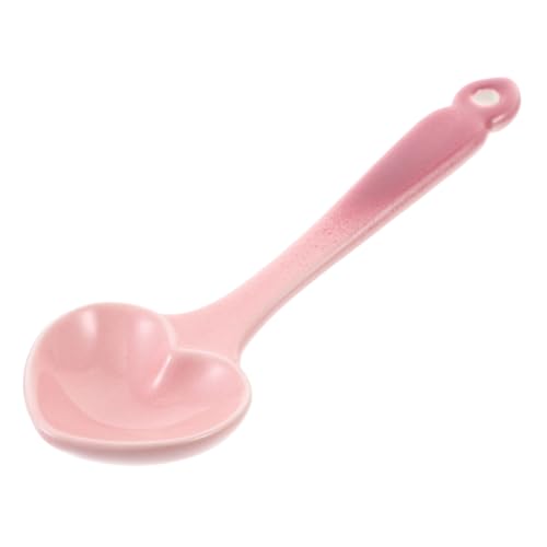 LIFKOME Keramik Dessertlöffel Herzform Kreatives Besteck Ergonomisch Haushalt Küchengeschirr Für Nachtisch Kaffee Tee Milch Rühren von LIFKOME
