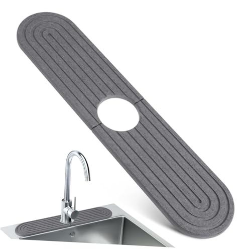 LIFKOME Kieselgur Küchenspüle Matte Rutschfest Saugfähige Abtropfmatte Wasseraufnahme Spülbecken Schutzmatte Vielseitig für Geschirr und Badorganizer von LIFKOME