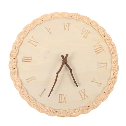 LIFKOME Runde Rattan Wanduhr mit Stillem Mechanismus Minimalistische Wanddekoration für Wohnzimmer und Küche Rustikale Wandhängende Uhr Batteriebetriebenes Design für Stilvolle Heimdekoration von LIFKOME