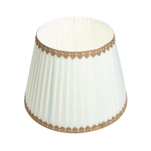 LIFKOME Lace Lampenschirm Ersatz für Tischlampe und Stehlampe Beige Plissee Stoff Installieren Multifunktional für Schlafzimmer Wohnzimmer Robust und Langlebig Schraubfassung von LIFKOME