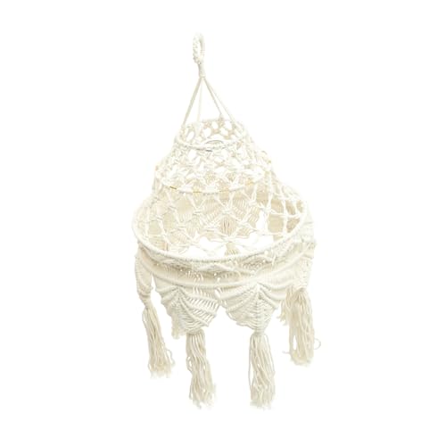 LIFKOME Macrame Lampenschirm Baumwollseil Handgewebt Deckenleuchte Abdeckung Vielseitig Stabil für Wohnzimmer Balkon Pendelleuchte Gemütliche Beleuchtung von LIFKOME