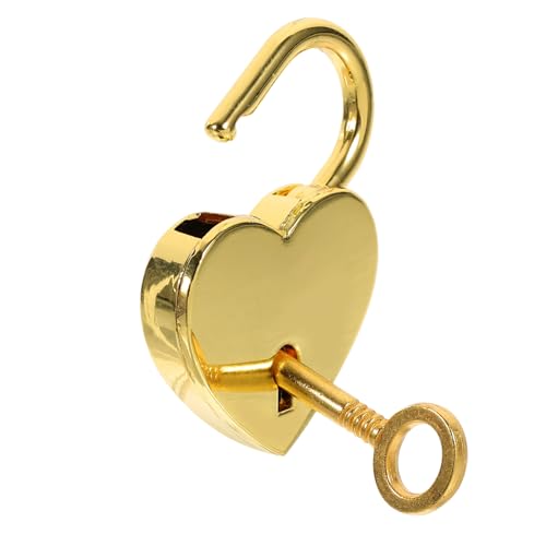 LIFKOME Metall Herz vorhängeschloss mit Schlüssel Rostbeständig Vielseitig für Schmuckkästchen Gepäck Schränke Romantisches Liebesschloss Geschenk für Freunde Goldfarben von LIFKOME