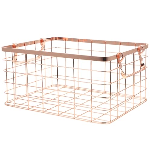 LIFKOME Nordic Style Aufbewahrungskorb aus Robuster Metallkonstruktion mit Tragegriff Dekorativer Drahtkorb für Küche Wohnzimmer Praktischer Leichter Metallkorb für Obst Snacks und von LIFKOME