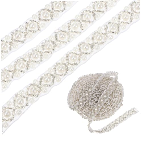 LIFKOME Perlenbesetztes Dekoband Handgefertigtes Perlengarn aus Netzstoff für DIY Kleidung Vorhänge Tischdecken und Filigrane Schmuckverzierung LIFKOME Perlenbesetztes Dekoband Handgefertigtes Perlengarn aus Netzstoff für DIY Kleidung Vorhänge Tischdecken und Filigrane Schmuckverzierung von LIFKOME