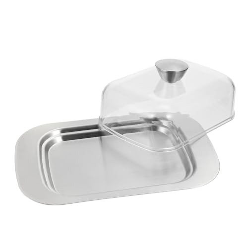 LIFKOME Rechteckige Butterdose aus Edelstahl mit Praktischem Kunststoffdeckel Luftdichter Haushalts butterbehälter und Vielseitiger Lebensmittelaufbewahrung für Küche Wiederverwendbar von LIFKOME