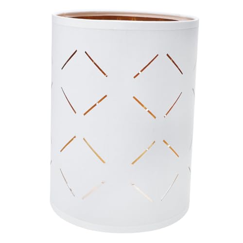 LIFKOME Runder Stoff Lampenschirm mit Hohlmuster Ersatz für Tisch Wandlampen Außen Weiß Innen Gold Dekorativer Lampenbezug für Wohnzimmer Schlafzimmer Büro Langlebiges Metall und von LIFKOME