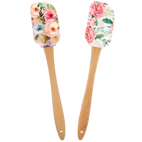 LIFKOME Silikon Pfannenwender Set Blumen Kuchen Dekorieren Pfannenwender Butterschaber Backwerkzeug Sahne Backen Schaber Für Sahnebrot Kochen 2St von LIFKOME