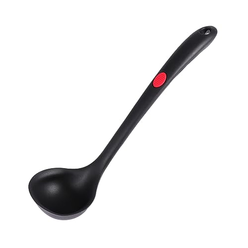 LIFKOME Silikon Suppenkelle Schwarz Hitzebeständiges Antihaft Küchenutensil für Zuhause und Restaurant Ergonomischer Griff Lebensmittelechtes Material für Suppen und Saucen von LIFKOME