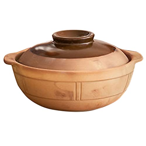 LIFKOME Ton Töpferton Kasserolle Tonkochtopf Donabe Japanischer Hot Pot Tonschmortopf Stockpot Kochgeschirr Irdener Topf Einweihungsgeschenk für Freunde 750Ml Auflaufform Tontopf von LIFKOME