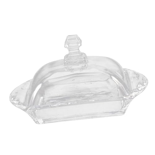 LIFKOME Transparente Butterdose mit Glasdeckel für Käse und Butter für Küche und Gastronomie Leicht zu Reinigen Praktisch und Langlebig von LIFKOME