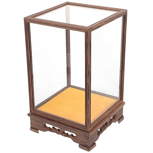 LIFKOME Transparente Vitrine mit Holzsockel Staubschutz für Sammlerfiguren und Kunsthandwerk Displaybox für Figuren und Miniaturmodelle von LIFKOME