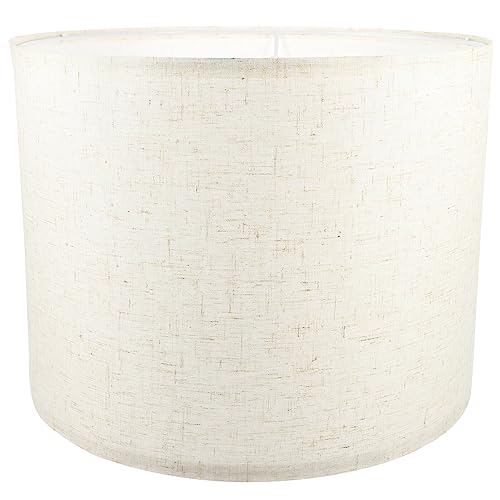 LIFKOME Trommel-Lampenschirm Stoff-Leinen-Lampenschirm Rustikaler Bauernhaus-Lichtschirm-Abdeckungsschutz Für Wohnzimmer Schlafzimmer Hängende Tischlampe Dekor 33 X 25 Cm. 5Cm Beige von LIFKOME