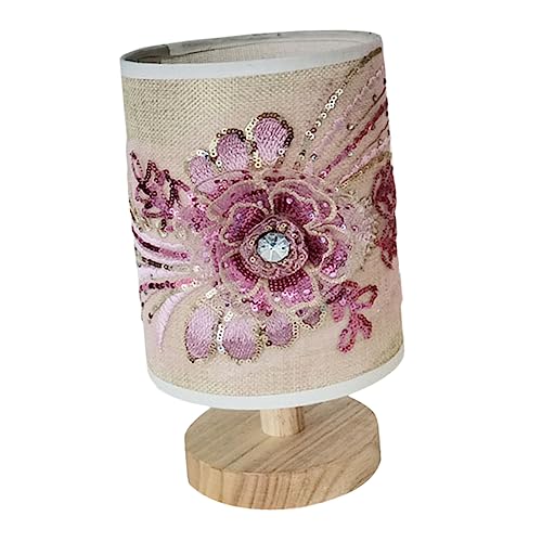 LIFKOME USB Schreibtischlampe mit Blumen Textilschirm Stabiles Gehäuse Energiesparend Dekorative Nachttischlampe für Schlafzimmer und Arbeitszimmer USB Betrieben Langlebig und Stilvoll von LIFKOME