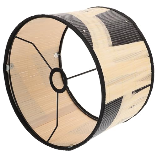 LIFKOME Vintage Lampenschirm aus natürlichem Holz Dekorativer Deckenlampenschirm mit Abstraktem Muster Handgefertigter Lampenschirm für Pendelleuchte Geeignet für Wohnzimmer Hotel von LIFKOME
