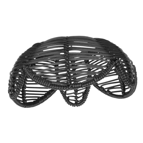 LIFKOME Vintage Rattan Lampenschirm Lotusform Geflochtene Deckenleuchte Abdeckung Schwarz Boho Stil Lampenschirm Ersatz für Wohnzimmer Einfache Installation Originelles Design Passend für von LIFKOME