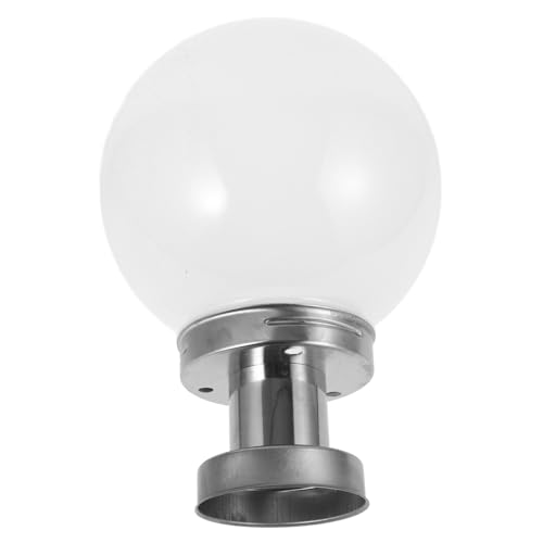 LIFKOME Wasserdichter Kugelförmiger Lampenschirm Ø mit Edelstahlfuß Outdoor Lampenschirm für Garten Terrassenpfosten Langlebiger Leichter Kunststoff für Sanftes Licht und Dekorative von LIFKOME