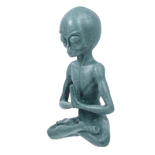 LIFKOME Yoga-Harz-Ornamente Alien-gartendekoration Yoga-skulptur-Figur Meditierender Alien-meditationsstatue Yogis-Statue Alien-Yoga-Statue Alien-Dekoration Tisch Haushalt Kunstharz von LIFKOME