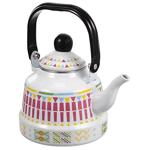 LIFKOME für Eine Portion Geometrisches Blumenmotiv Vintage-wasserkocher für Den Herd Verdickter Emaille-wasserkocher für Tee und Kaffee Induktionsgeeignet von LIFKOME