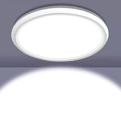 LIFOCI 15W LED Deckenleuchte Flach, 18cm Deckenlampe Kleine, 1800LM Lampe Decke Ultraflach Kaltweiss 5000K für Wohnzimmer Schlafzimmer Badezimmer Küche (Weiß, 1 Stück) von LIFOCI