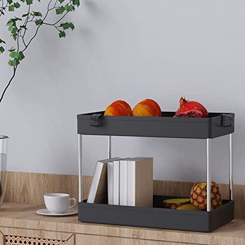 LIFOND Unterwaschbecken-Organizer, 2-stöckiger Organizer mit Haken, Mehrzweck-Unterwaschbecken-Organizer, Unterwaschbecken-Organizer, Bad-Sammelkörbe schwarz, Schwarz von LIFOND