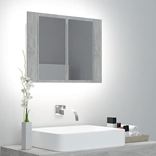 LIFTRR Möbel mit LED Badspiegel Spiegelschrank Beton grau 60x12x45cm Acryl von LIFTRR