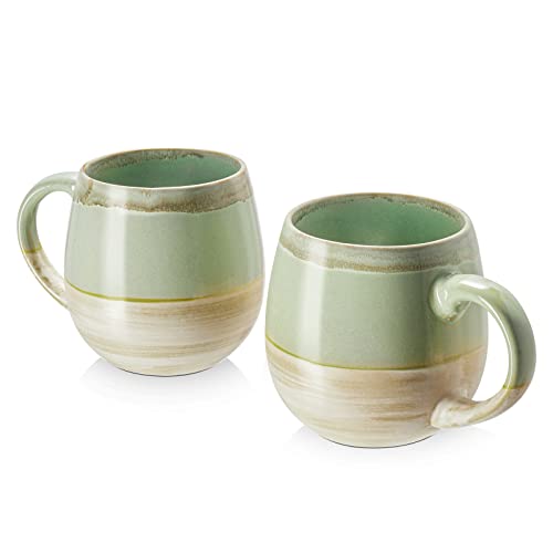 LIFVER - 2 x 620 ml - Kaffeetassen Set/Becher - Moderne Keramik Tasse - Kaffeetasse groß - Kiln Glaze Grün von LIFVER