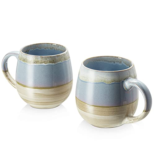 LIFVER - 2 x 620 ml - Kaffeetassen Set/Becher - Moderne Keramik Tasse - Kaffeetasse groß - Kiln Glaze Blau von LIFVER