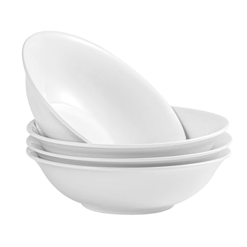LIFVER Salatschüssel Keramik Weiß, 1300ML Große Suppenschüssel 4 tlg., Premium Porzellan Servierschale für Salat, Pasta, Müsli, Suppe, Ramen, Obst, Spülmaschinen- & Mikrowellenfest von LIFVER