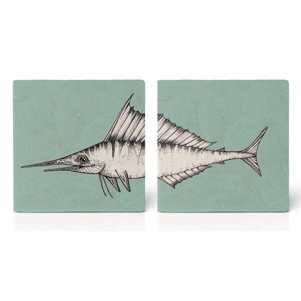 Fliesenuntersetzer 2er-Set »Schwertfisch« von LIGARTI | Design Untersetzer | Natursteinfliese von LIGARTI