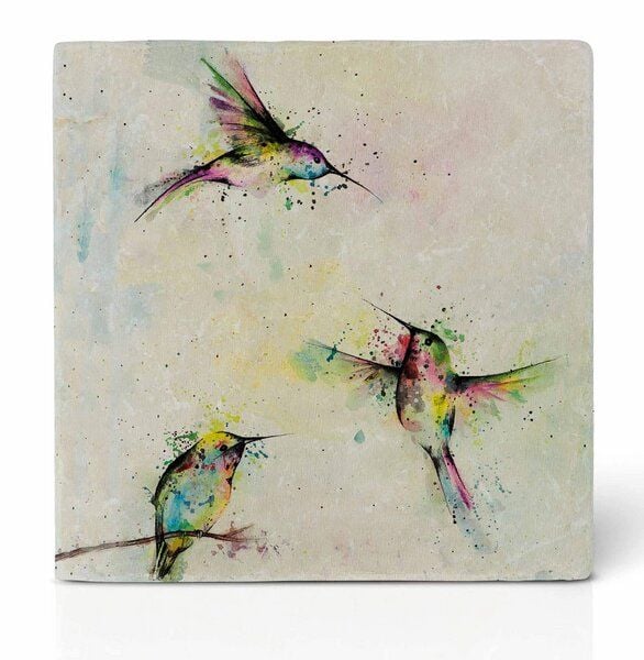 Fliesenuntersetzer »3 Kolibris« von LIGARTI | Design Untersetzer | Natursteinfliese von LIGARTI