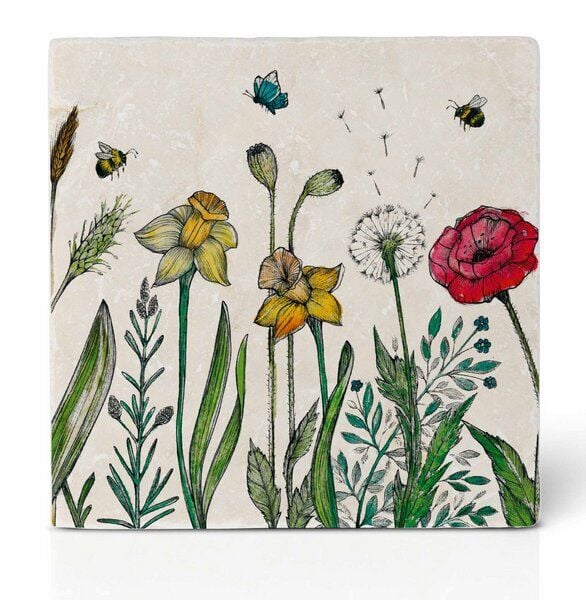 Fliesenuntersetzer »Blumenwiese« von LIGARTI | Design Untersetzer | Natursteinfliese von LIGARTI