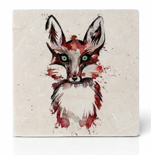 Fliesenuntersetzer »Fuchsportrait« von LIGARTI | Design Untersetzer | Natursteinfliese von LIGARTI