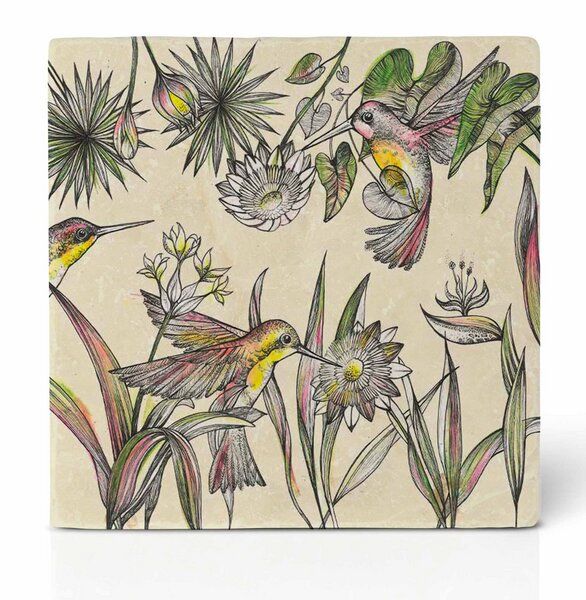 Fliesenuntersetzer »Kolibris« von LIGARTI | Design Untersetzer | Natursteinfliese von LIGARTI