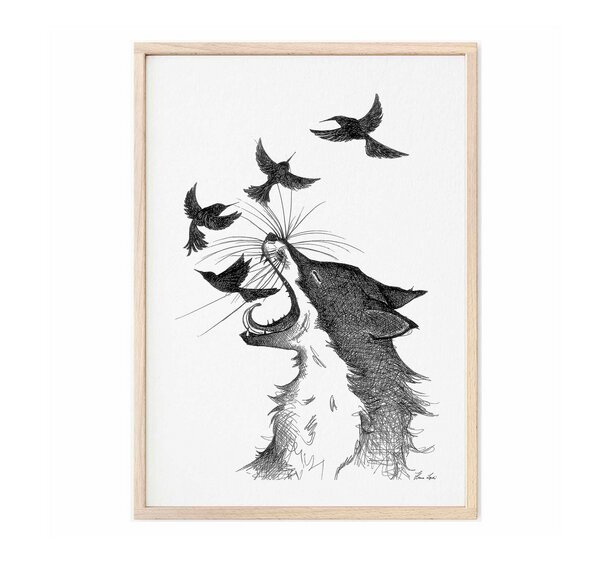 Kunstdruck »Fuchs und Vögel« von LIGARTI | A4, A3 oder A2 | Wandbild | Poster | Kunst von LIGARTI