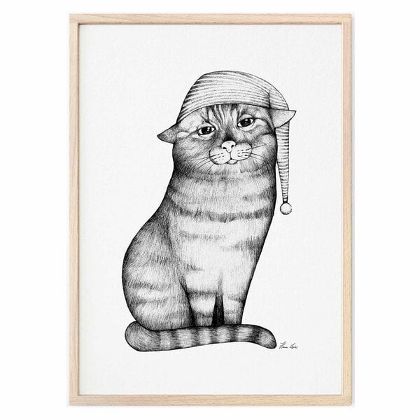 Kunstdruck »Gute Nacht Katze« von LIGARTI | A4, A3 oder A2 | Wandbild | Poster | Kunst von LIGARTI