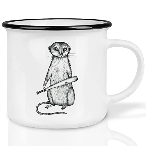 Ligarti® Keramiktasse [Design by H. Ligeti] Design Mug & handveredelter Becher I Spülmaschinengeeignete Tasse, Kaffeetasse, Teetasse, Cup (Hitmann Harry Erdmännchen) von Ligarti