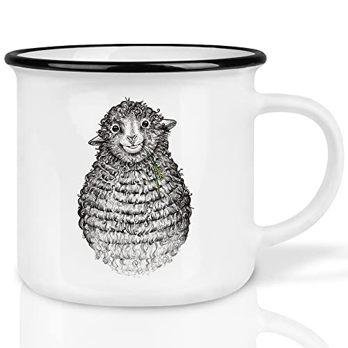 Ligarti® Keramiktasse [Design by H. Ligeti] Design Mug & handveredelter Becher I Spülmaschinengeeignete Tasse, Kaffeetasse, Teetasse, Cup (Wollfried Schaf) von Ligarti