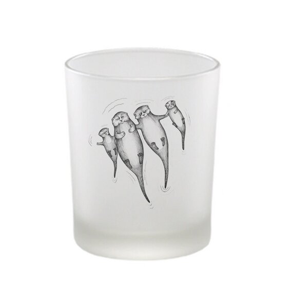 Windlicht »Die Otters« von LIGARTI | handbedrucktes Teelicht | Kerzenhalter | Kerzenglas von LIGARTI
