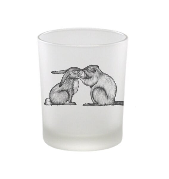 Windlicht »Kaninchen und Biber« von LIGARTI | handbedrucktes Teelicht | Kerzenhalter | Kerzenglas von LIGARTI