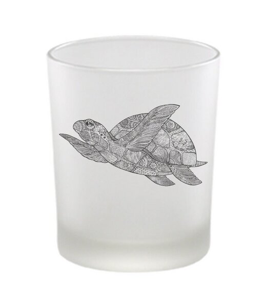 Windlicht »Schildkröte« von LIGARTI | handbedrucktes Teelicht | Kerzenhalter | Kerzenglas von LIGARTI