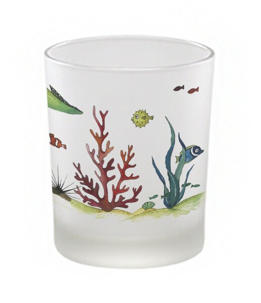 Windlicht »Unterwasserwelt« von LIGARTI | handbedrucktes Teelicht | Kerzenhalter | Kerzenglas von LIGARTI