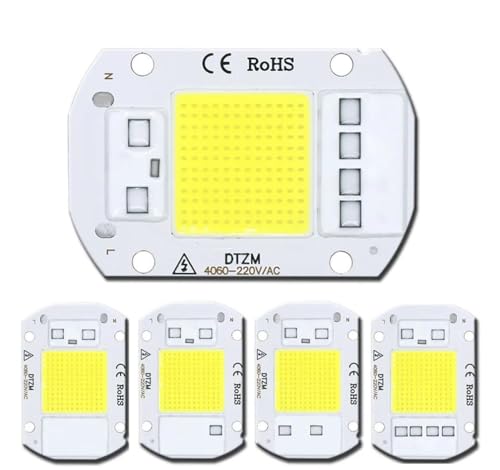LIGHBIB 5 Stücke COB Lampe Chip AC 220 V -lampe IP65 High Power Smart IC DIY Flutlicht Lampe Scheinwerfer Outdoor Chip Lampe,Kaltes Weiß,20w von LIGHBIB