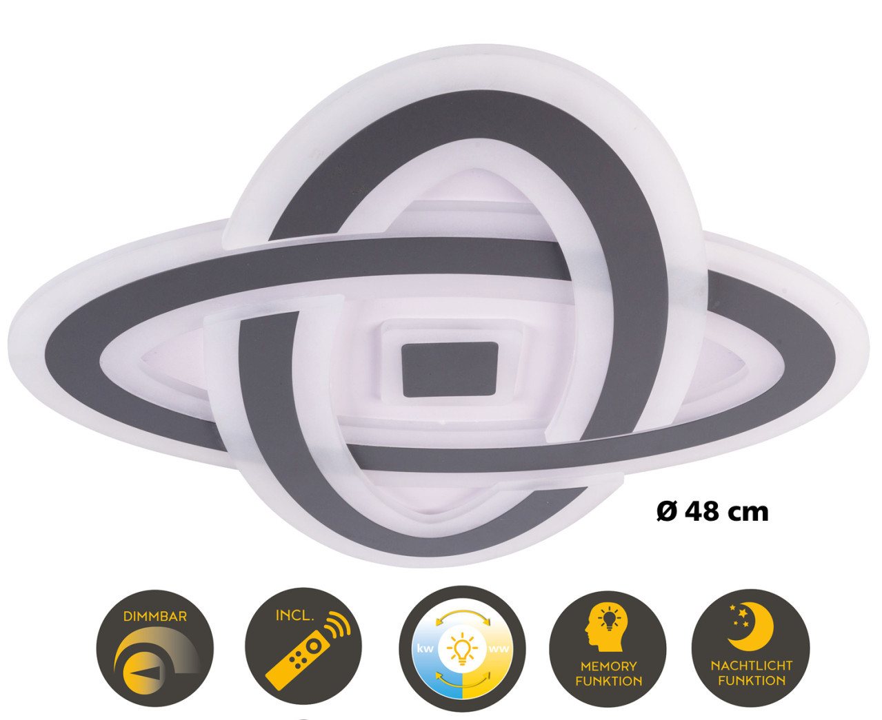 LIGHT&MORE Deckenleuchte Light & More LED Deckenlampe Venus 60W schwarz von LIGHT&MORE