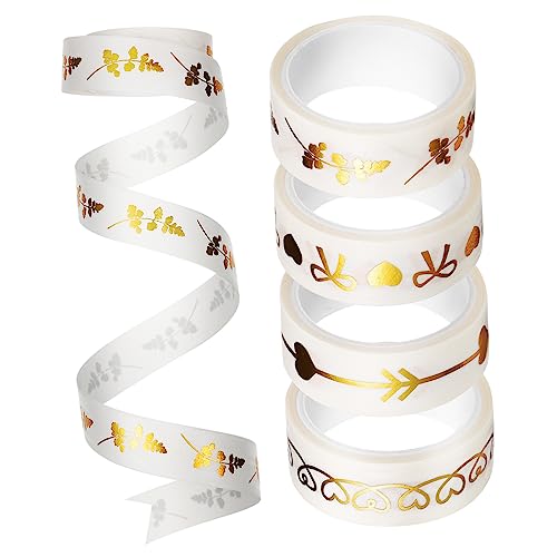 LIGHTAOTAO 5 Rollen Washi Tape Dekoratives Klebeband mit Goldfolien Design für Scrapbooking DIY Projekte und Journaling Selbstklebend Reißfest Vielseitig Einsetzbar von LIGHTAOTAO