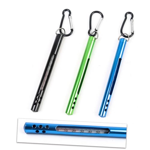 LIGHTAOTAO Portables Angelthermometer mit Metallschutzgehäuse Fahrenheit und Celsius Anzeige Stift Design mit Karabiner Angeltool für Fluss und Bachangeln Blau von LIGHTAOTAO