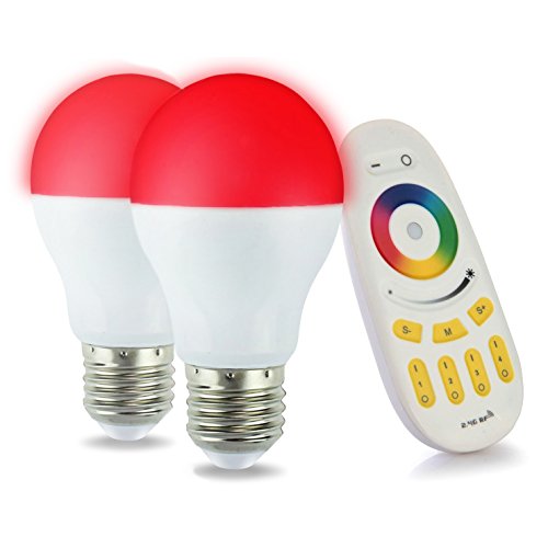 LIGHTEU, 2x 6W, E27, WiFi Multicolor RGB Licht LED Birne mit einer Touch Fernbedienung Fernbedienung, Original MILIGHT, dimmbar, Farbwechsel Glühbirne von lighteu