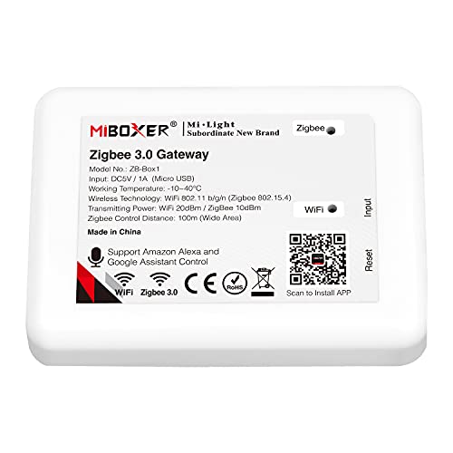 LIGHTEU®, Milight Miboxer Zigbee3.0 Gateway kompatibel mit allen Zigbee 3.0 Produkten, unterstützt APP und Sprachsteuerung, ZB-Box1 von lighteu